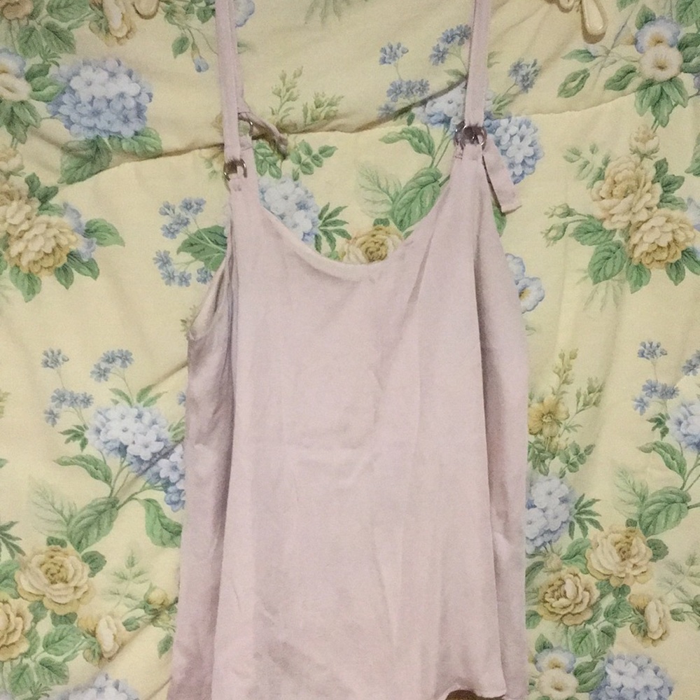 Silk baby pink tie tank top